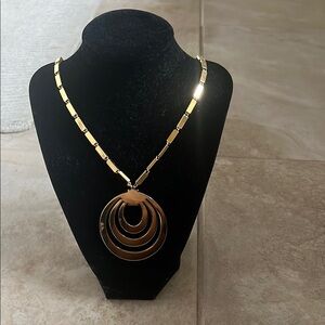 Elegant Vintage Monet Gold Pendant Necklace